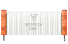 Распашные ворота из евроштакетника 2500×1750 ЗМК-5322